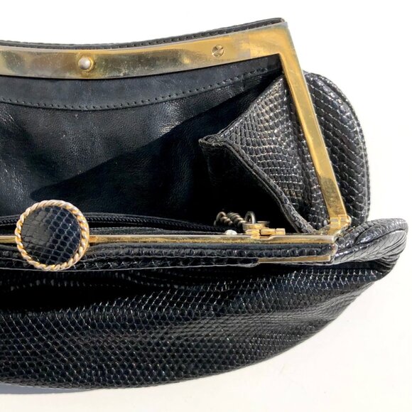 Parri Firenze clutch evening bag black snake embossed crossbody bag vintage prom